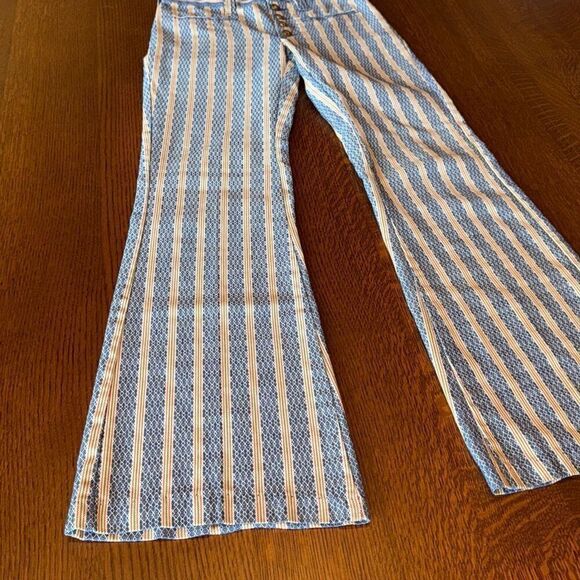 Vintage 1960s 70s Lady Wrangler Striped Patch Pocket Flare Pants Hippie Western - Picture 5 of 14